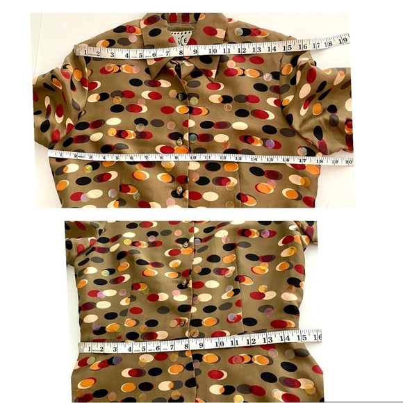 Brown Silk Button-front Blouse and Matching Pants Suit Set Size 4 Retro Vintage - Picture 13 of 15